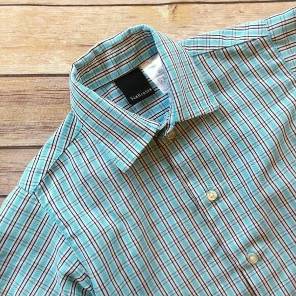 Van Heusen Plaid Collared Short-Sleeve Shirt 5Y - Picture 2 of 5
